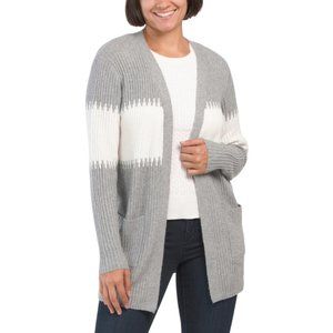 CHLOE & JASMINE Melange Color Block Open Cardigan
